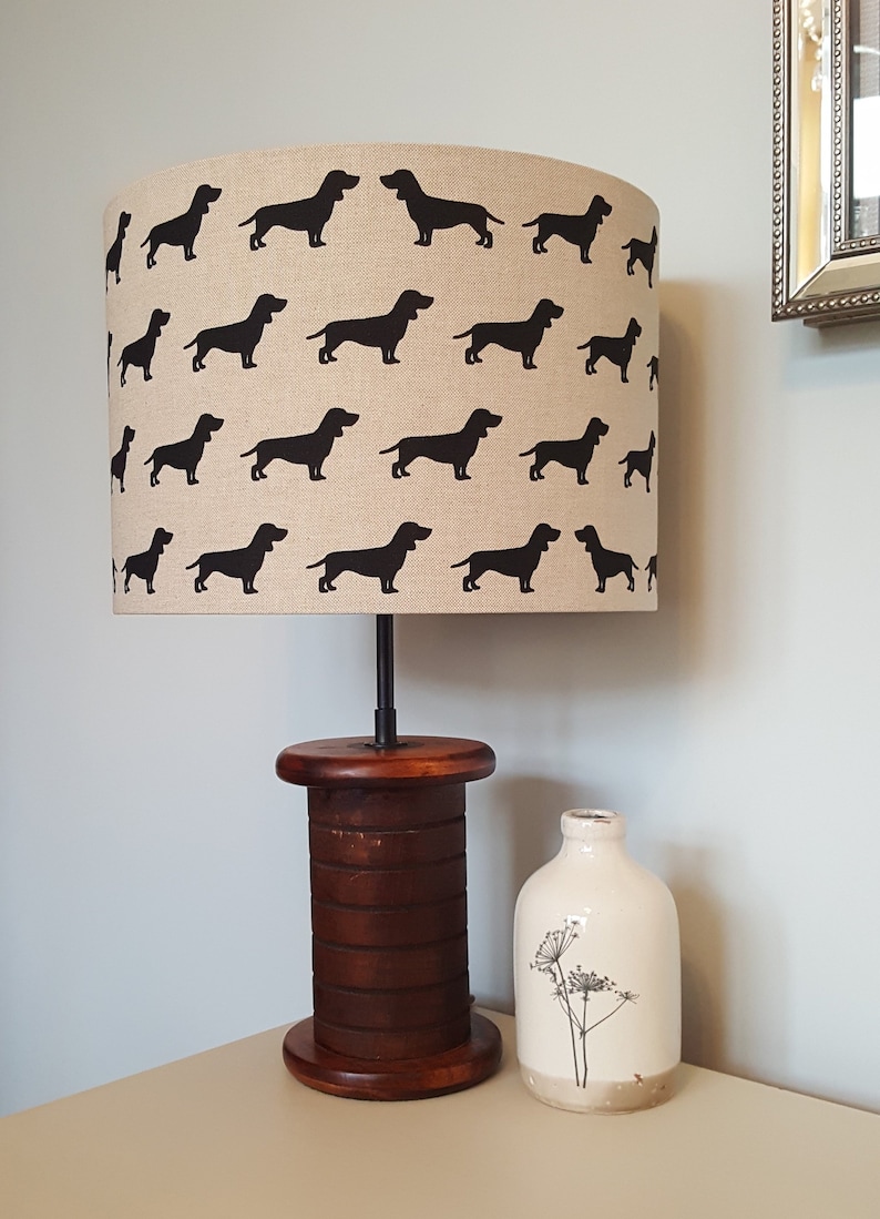 Dog Silhouette Drum Lampshade Handmade Lamp Shades In 3 Sizes
