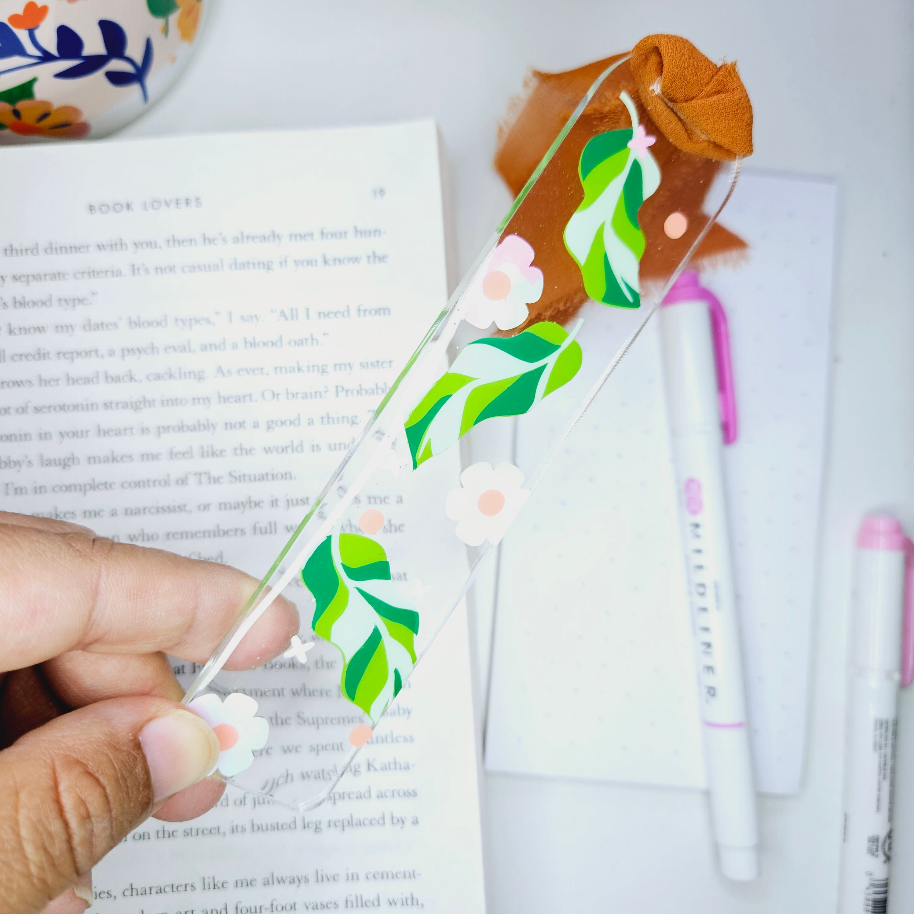 Aesthetic Acrylic Bookmark With Boho Ribbon Book Lover Reading