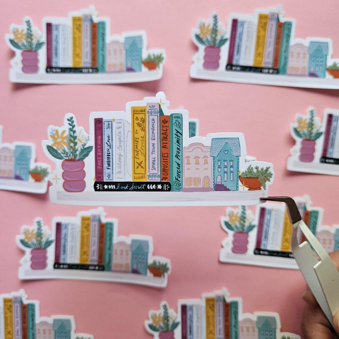 Romance Book Tropes Sticker: Bookshelf Decal - Etsy