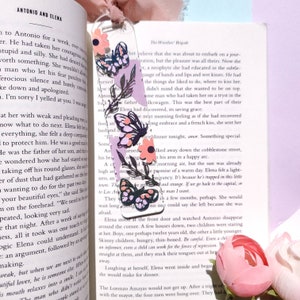 Aesthetic Acrylic Bookmark with Ribbon, Butterfly Bookmark, Book Lover, Planner Accessories, Page Markers for Readers