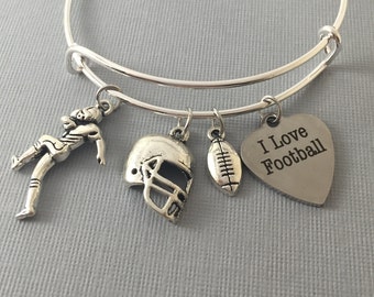 Football - Football Fan Gift  - Football Bracelet - Coach Gift - Charm Bracelet - Bangle Bracelet - Sports Mom - Football Mom - Team Gift