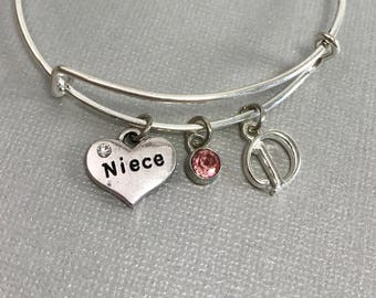 Niece - Niece Gifts - Gift for Niece - Niece Jewelry - Charm Bracelet - Personalized Jewelry- Niece - Mothers Day  for Niece