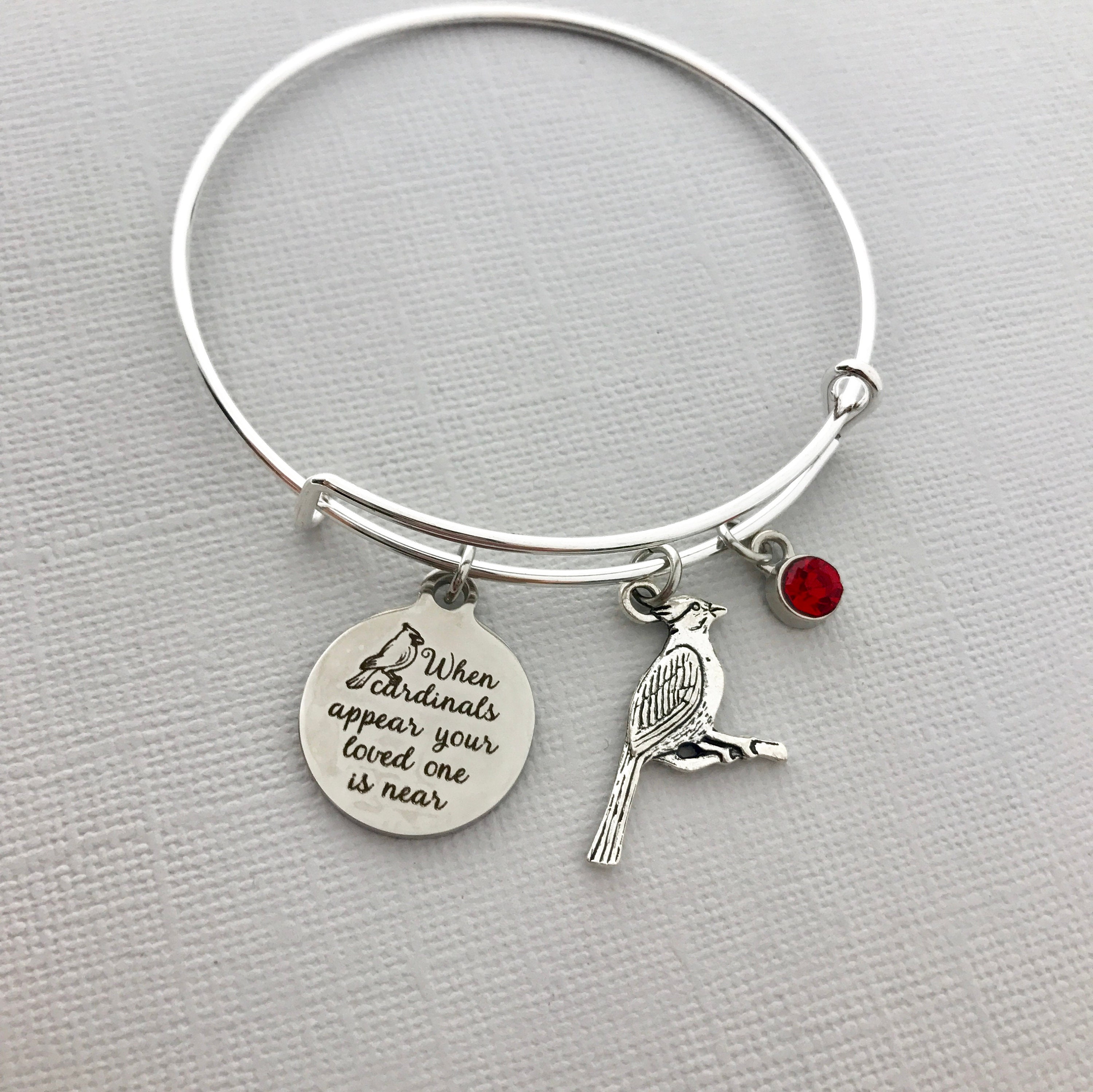 When Cardinals Appear Your Loved One is Near Bracelet Sympathy Gift Memorial Jewelry Family Loss Remembrance Adjustable Bangle Charm Etsy