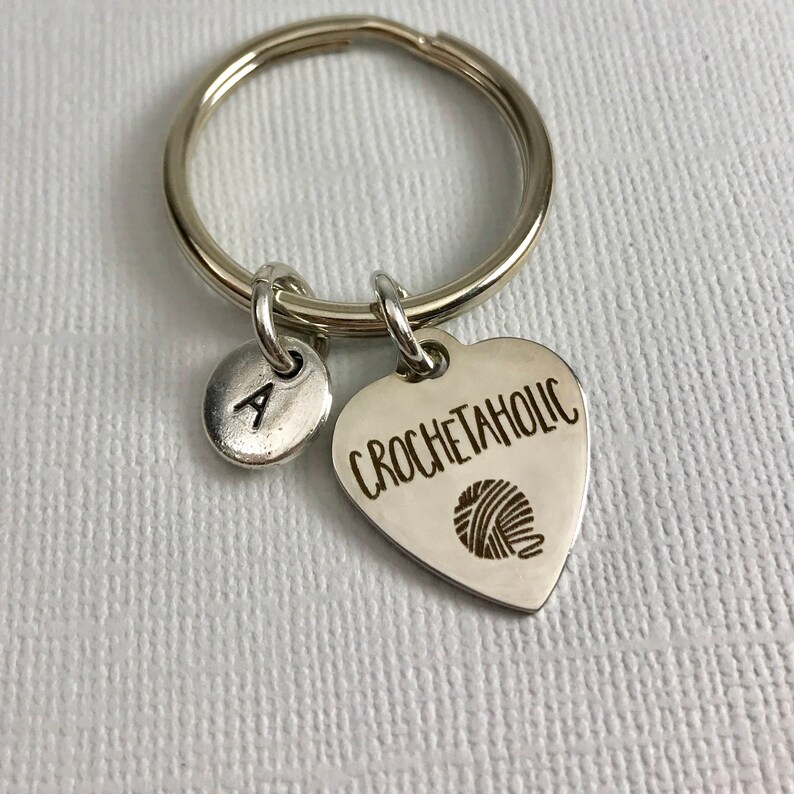 Initial Keychain Crochetaholic Keychain- crochet Charm Personalized Keychain Crochet Keychain Customized Charm Monogram