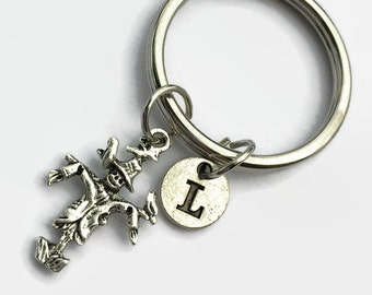 Scarecrow - Scarecrow Keychain - Wizard of Oz - Halloween Jewelry - Scarecrow Charm - scarecrow initial keychain - initial jewelry