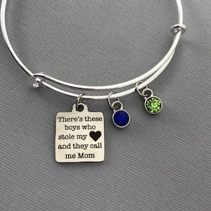 Mom Gift - Mom of Boys - Mother's Day - Charm Bracelet - Bangle Bracelet - Personalized Jewelry - Boy Mom Gift -Gift for Grandmother
