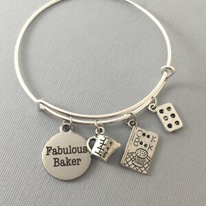 Baker Baker Gift Baking Gift Charm Bracelet Bangle Bracelet Bakers Gonna Bake Baker Jewelry Cupcake Jewelry Mothers Day Gift image 4