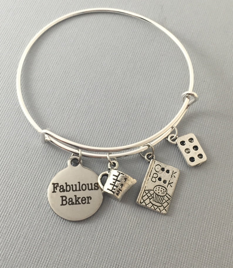 Baker Baker Gift Baking Gift Charm Bracelet Bangle Bracelet Bakers Gonna Bake Baker Jewelry Cupcake Jewelry Mothers Day Gift image 4