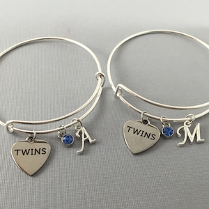 Twins - Gift for Sisters - Charm Bracelet - Personalized Jewelry - Gift for Her - Gift Under 20 - Mothers Day  - Gift for Twins - Twin