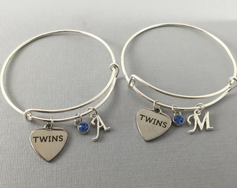 Twins - Gift for Sisters - Charm Bracelet - Personalized Jewelry - Gift for Her - Gift Under 20 - Mothers Day  - Gift for Twins - Twin