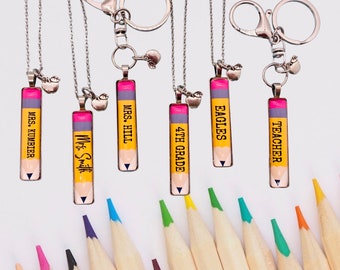 Teacher Appreciation Gift - Teacher Gift Personalized - Pencil Necklace - Teacher Keychain Gifts
