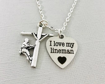 Lineman Necklace - Lineman Wife Jewelry - Linewife - Powerline Jewelry - Lineman Girlfriend Gift - Gift for Her - Necklace