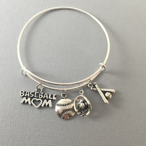 Baseball Mom Baseball Baseball Bracelet Coach Gift Baseball Jewelry Baseball Mom Bangle Bracelet Baseball Charms Sports Mom image 5