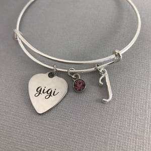 GiGi - GiGi Gifts - Gift for Grandma- Grandmother Jewelry - Charm Bracelet - Personalized Jewelry- Mothers Day  - Bangle Bracelet