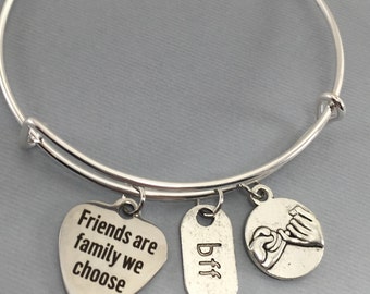 Besties - BFF - BFF Bracelet - Pinky Swear - Best Friend Gift - Pinky Promise - Charm Bracelet - Bangle Bracelet - Friendship Bracelet