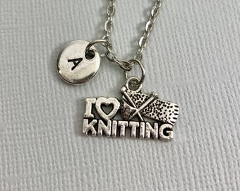 Knitting Necklace - Knitting Jewelry - Knitting Charm - Personalized Necklace - Initial Necklace - Charm Bangle - Monogram - Customized