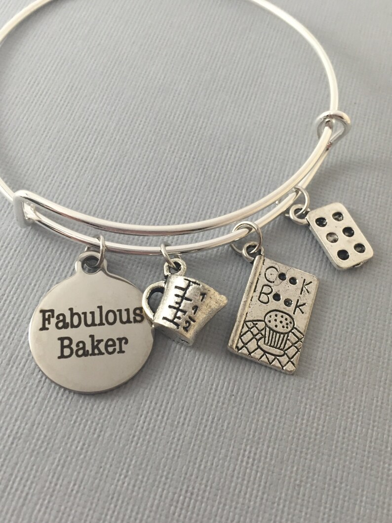 Baker Baker Gift Baking Gift Charm Bracelet Bangle Bracelet Bakers Gonna Bake Baker Jewelry Cupcake Jewelry Mothers Day Gift image 3