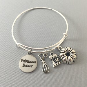 Baker Gift Gift for Baker Bake Charm Bracelet Bangle Bracelet Bakers Gonna Bake Baker Jewelry Cupcake Jewelry Mothers Day image 4