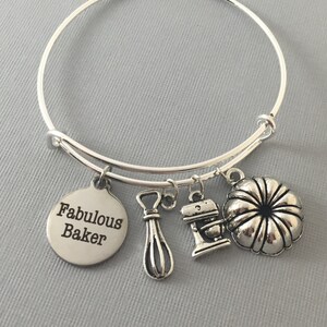 Baker Gift Gift for Baker Bake Charm Bracelet Bangle Bracelet Bakers Gonna Bake Baker Jewelry Cupcake Jewelry Mothers Day image 1