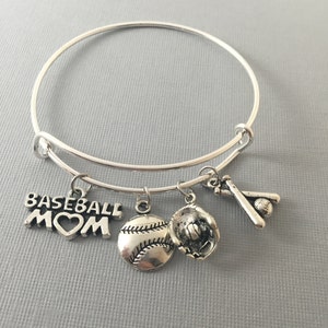 Baseball Mom Baseball Baseball Bracelet Coach Gift Baseball Jewelry Baseball Mom Bangle Bracelet Baseball Charms Sports Mom image 2