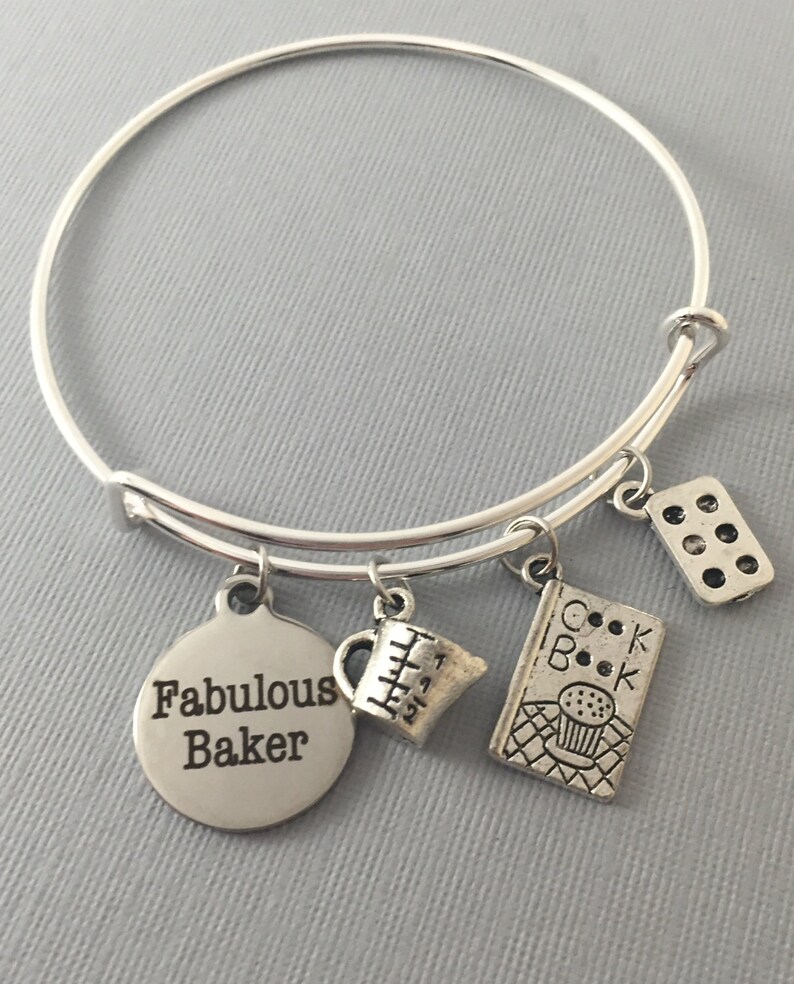 Baker Baker Gift Baking Gift Charm Bracelet Bangle Bracelet Bakers Gonna Bake Baker Jewelry Cupcake Jewelry Mothers Day Gift image 2