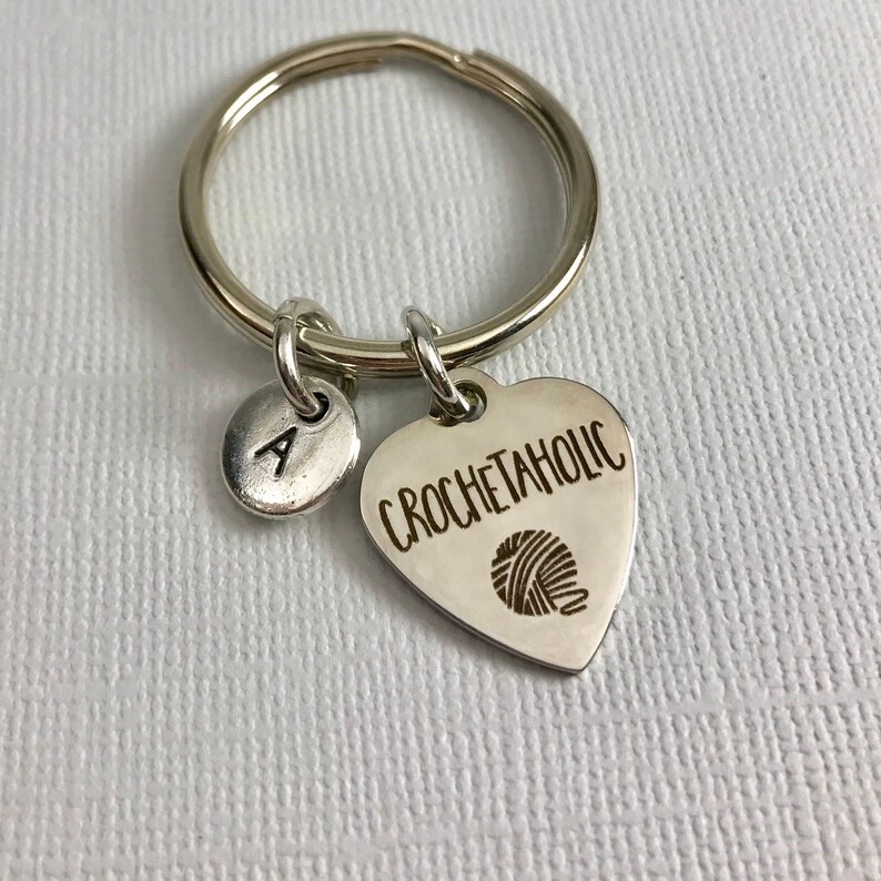 Initial Keychain Crochetaholic Keychain- crochet Charm Personalized Keychain Crochet Keychain Customized Charm Monogram
