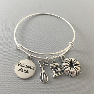 Baker Gift Gift for Baker Bake Charm Bracelet Bangle Bracelet Bakers Gonna Bake Baker Jewelry Cupcake Jewelry Mothers Day image 2