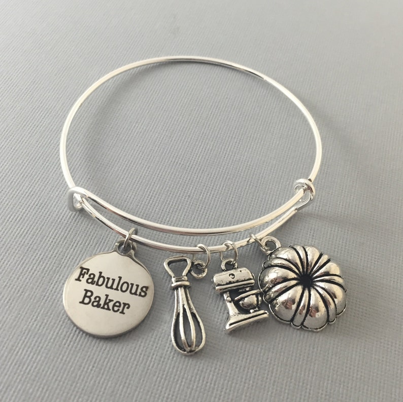 Baker Gift Gift for Baker Bake Charm Bracelet Bangle Etsy