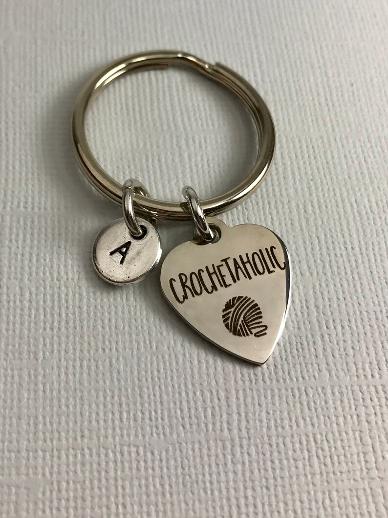 Initial Keychain Crochetaholic Keychain- crochet Charm Personalized Keychain Crochet Keychain Customized Charm Monogram