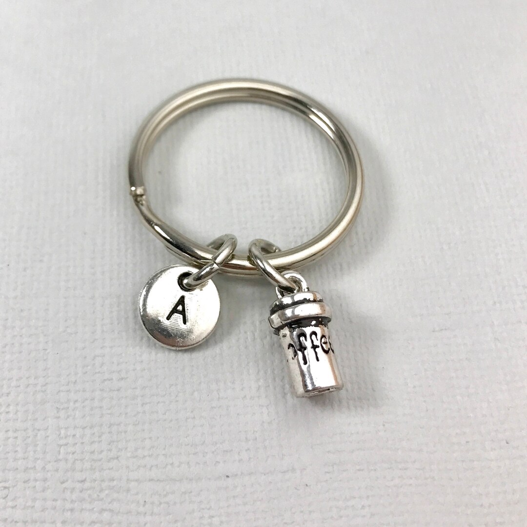 Coffee Mug Keychain Coffee Addict Keychain Coffee Charm Personalized