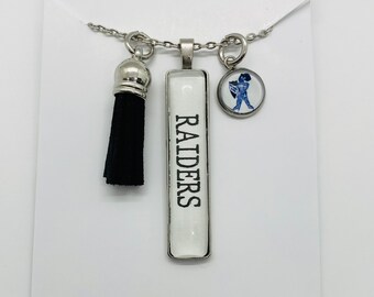 Frontenac Kansas High School - Customized School Spirit Necklace or Keychain - Raiders Mascot -  Cheerleading Football - Teacher Mom Gift