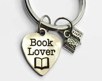 Gift Idea for Book Lovers - Librarian Gift - Book Key Chain - Gift for Book Worm - Librarian Key Chain - Book Lover - Teacher Key Chain