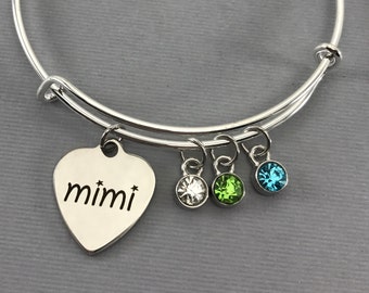 Mimi - Gift for Mimi - Charm Bracelet - Bangle Bracelet - Personalized Jewelry - Gift for Her - Mothers Day  - Gift for Grandmother