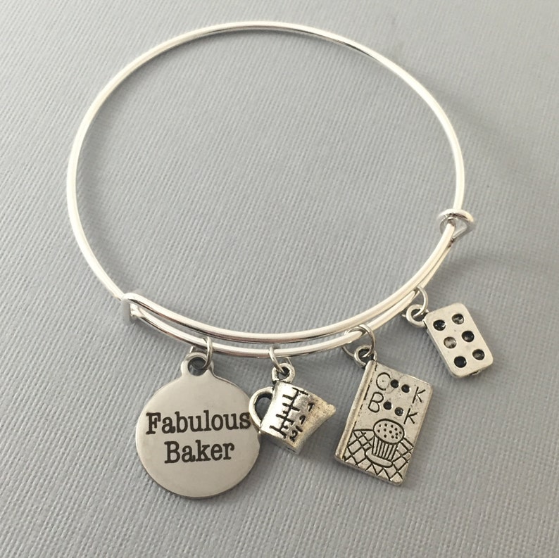 Baker Baker Gift Baking Gift Charm Bracelet Bangle Bracelet Bakers Gonna Bake Baker Jewelry Cupcake Jewelry Mothers Day Gift image 5