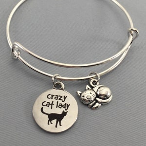 Cat Cat Jewelry Crazy Cat Lady Cat Lover Gift Charm Bracelet Cat Bracelet Bangle Bracelet Valentines Gift Cat Charm Bracelet image 4