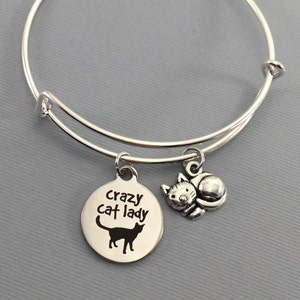 Cat Cat Jewelry Crazy Cat Lady Cat Lover Gift Charm Bracelet Cat Bracelet Bangle Bracelet Valentines Gift Cat Charm Bracelet image 5