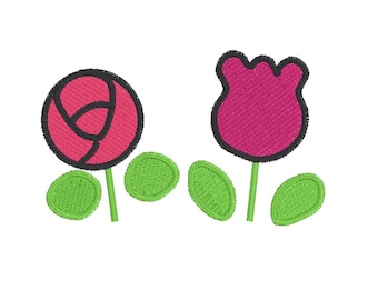 Kawaii style flowers summer tulip rose baby cute embroidery machine