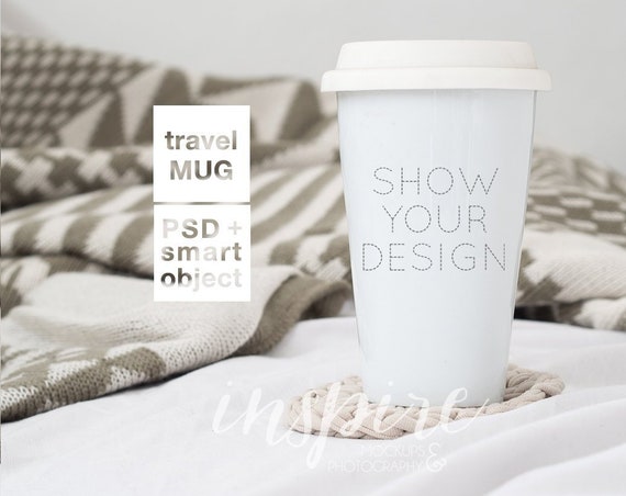 Travel Mug Vertical Image Mockup Tumbler Styled Stock