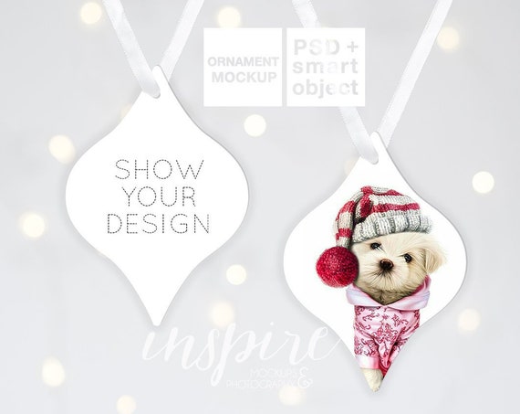 Double Sided White Aluminium Tapered Ornament Xmas Mockup