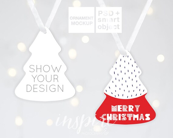 Double Sided Aluminium Christmas Tree Shaped Ornament Mockup Xmas