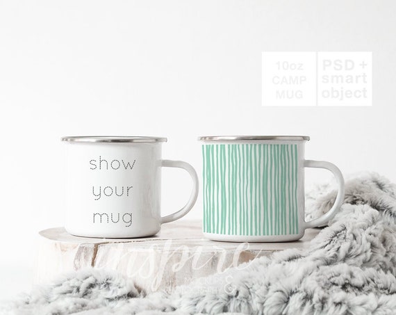 Double 10oz Camp Mug Mockup Psd Smart Object