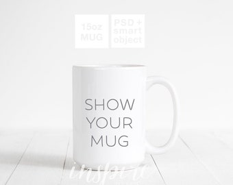 11oz White Coffee Mug Mockup Psd Smart Object Image Styled Etsy