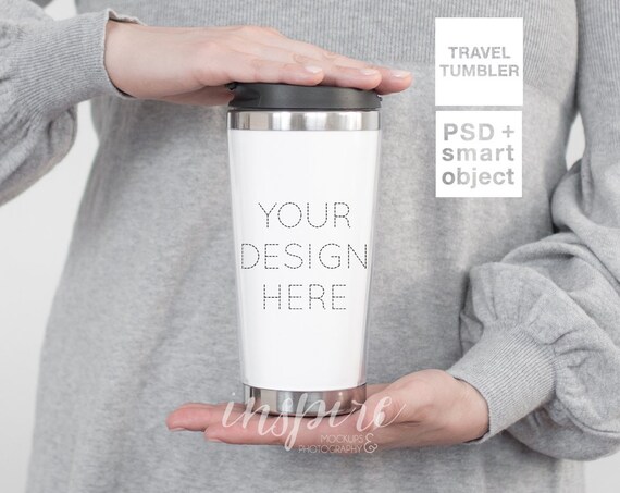 Travel Tumbler Mockup Psd Smart Object Girl