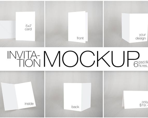 5x7 Card Or Invitation Mockup Bundle Styled Stock
