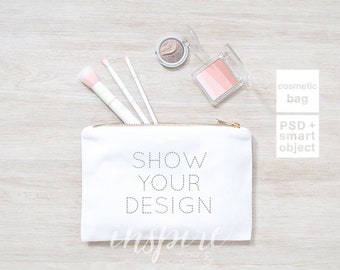 Make Up Bag Mockup Add Your Design Zippered Canvas Carry All Pouch Custom Cosmetic Purse Personalized Template Psd Styled Mockups Free Mockups T Shirt Best Templates
