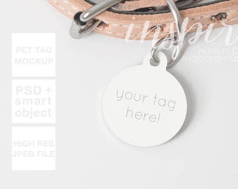 Download Circle Pet Tag Mockup / PSD Smart Object / Minimalist Styled Scene for Etsy Listings ...