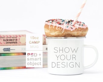Download 10oz Camp Mug Mockup Psd Smart Object Neutral Nordic Styled Stock For Social Media Sublimation Enamel Mug Template Mockup Books 3d Product Mockup Designer PSD Mockup Templates
