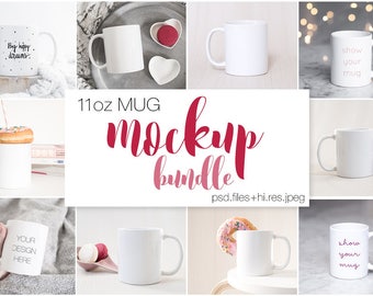 Download Free 11oz Ceramic Mug Mockup Bundle / Styled Mockups / Minimalist and Femenine / Woman Holding Mug / Lifestyle Styled Scene / Sublimation Coffee PSD Template