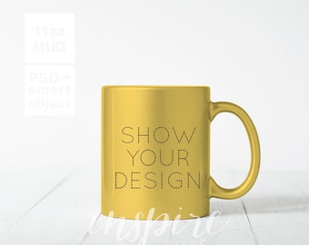 Download Free Sparkling Gold Pearl 11oz Mug Mockup / PSD Smart Object Layer / Minimalist Styled Stock Photography for Etsy Listings / Sublimation Blank PSD Template