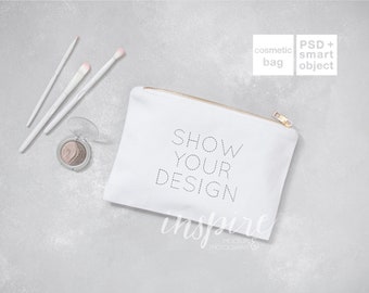 Cosmetic Bag Mockup Add Your Design Zippered Canvas Carry All Pouch Custom Make Up Purse Personalized Template Psd Styled Mockups Free Packaging Mockups